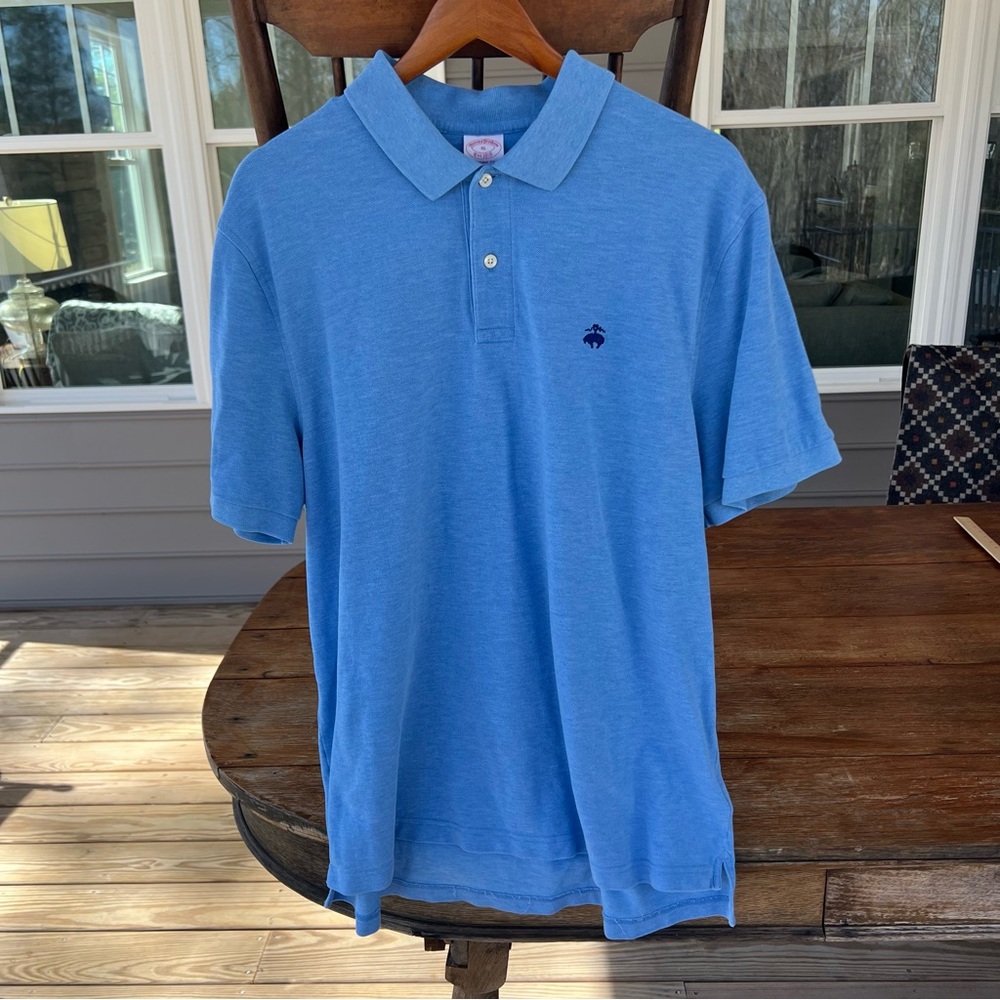 Brooks Brothers 1818 Men's Original Fit Performance Polo Shirt Blue Cotton XL - Picture 2 of 13